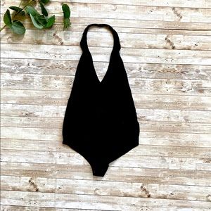 American Apparel Black Open Back Bodysuit